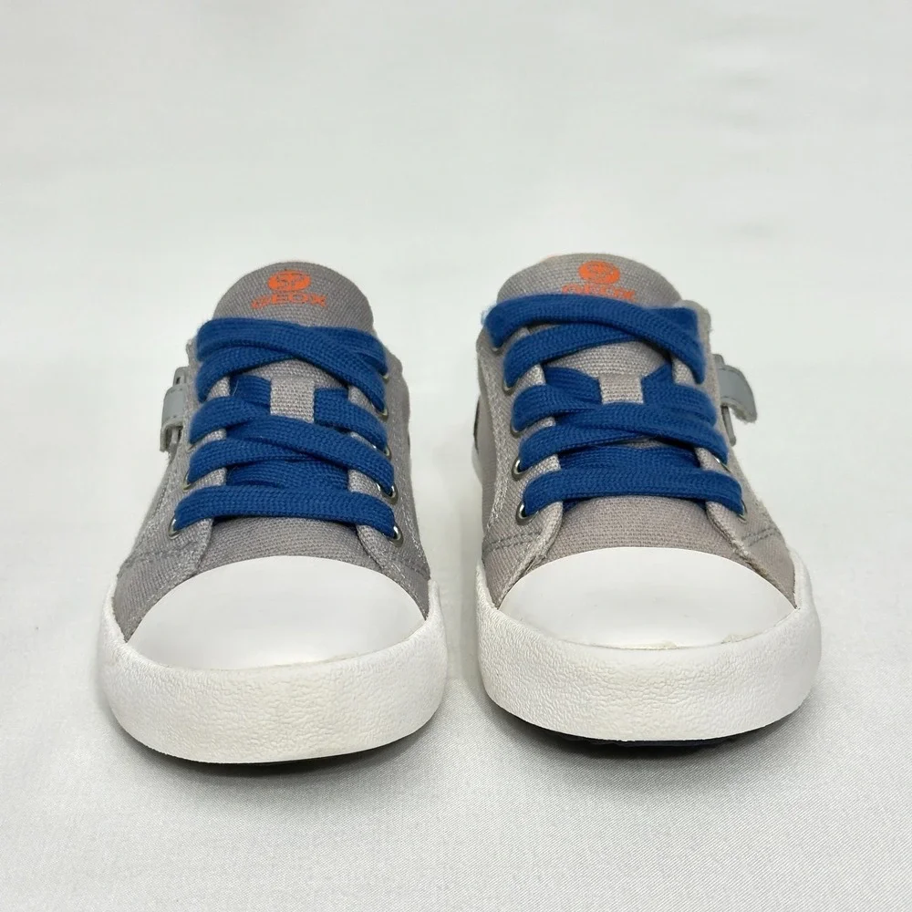 Geox Boy's Gisli Canvas Sneaker Lace‎ up/Zipper-Strap Gray Blue US 12/ EUR 30